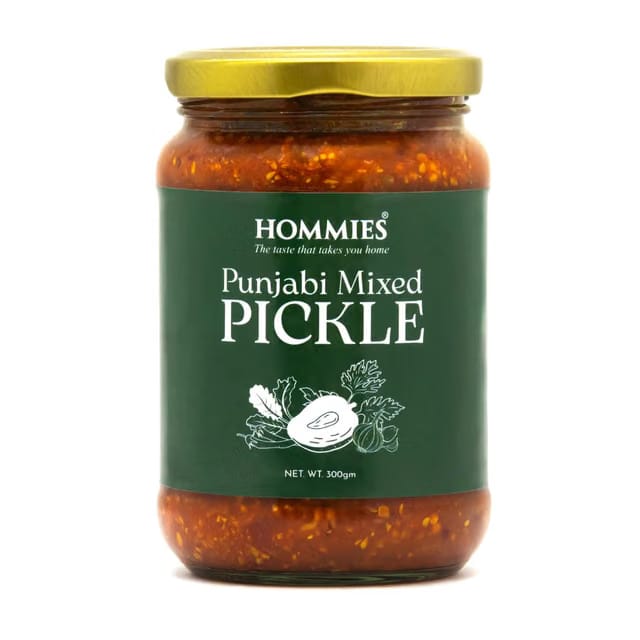 Hommies Punjabi Mixed Pickle, Spicy & Tangy Mixed Vegetable Achaar, North Indian Style Pickle with Cauliflower, Carrot