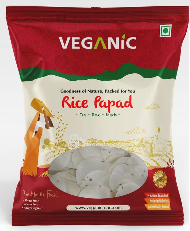 Veganic Rice Papad 800gm Chawal Papad Jeera Rice Papad Hexagonal Shape Akki Happala Jeera Papad