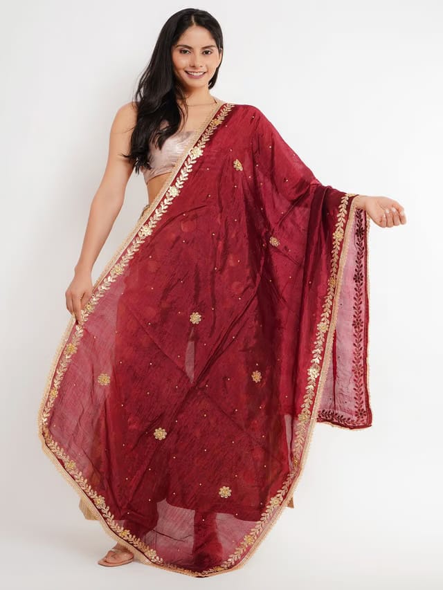 Karthav Fashion Floral Embroidered Dupatta