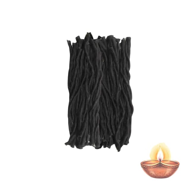 Black Cotton Wicks for Shani Pooja Diya Lamp Batti (108 Pieces