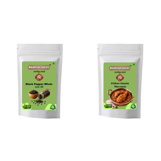 Anjanisut Spices Black Pepper Whole, Chicken Masala, Bold Pungent Flavor
