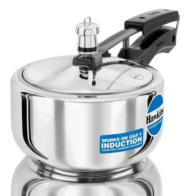 2 Litre Pressure Cooker Stainless Steel Inner Lid Cooker Induction Cooker Small - Silver