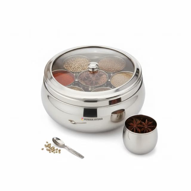 Human Hydro Premium Belly Shape Masala Dabba (18 cm, 7-in-1)