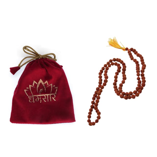 Dharmsaar Certified Rudraksha Mala for Men and Women, Natural Brown Rudraksh Ki Mala Japa Jaap Hand Rosary for Pooja