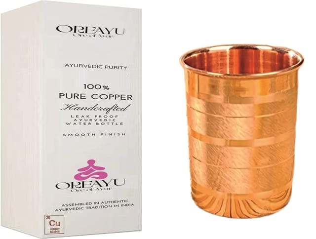 1 Pcs Copper Glass Tumbler Cup, Drinking Serving Water, Yoga and Ayurveda Health Glass