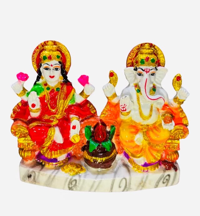 STARDOM MART Marble Kalash Laxmi Ganesh Murti for Puja/Home Or Business,Gifting for Diwali God Idol MATA Lakshmi with