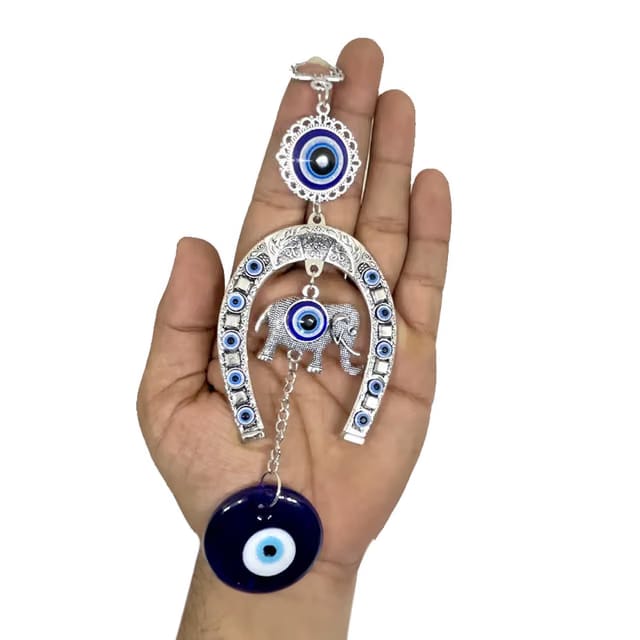 Stainless Steel Evil Eye Hanging for Home Main Door Entrance, House Door Decoration, Nazar Battu for Home Protection