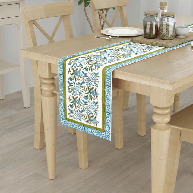 LINENWALAS Decorative Dining Table Runner, Hand Block Printed Anti-Skid |Heat Resistant Decorative Tableware