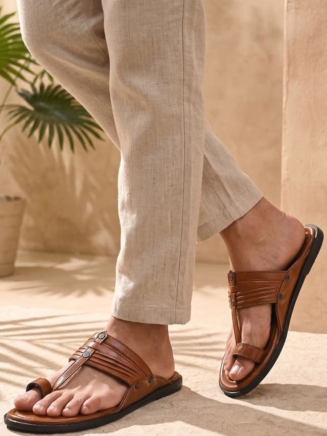 House of Pataudi Men Slip-On Kolhapuri Comfort Sandals