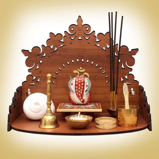 ® Floral Beautiful Wooden Pooja Mandir for Home Temple for Home and Office Pooja Stand Modern Puja Mandir for Home or