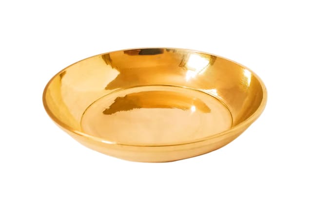Bhog Prasad, Prasadam Brass/Pital Plate (2.8" Inch / 7.2 cm) Katori, Bowl, Bartan, Prashad Petal Thali for Pooja