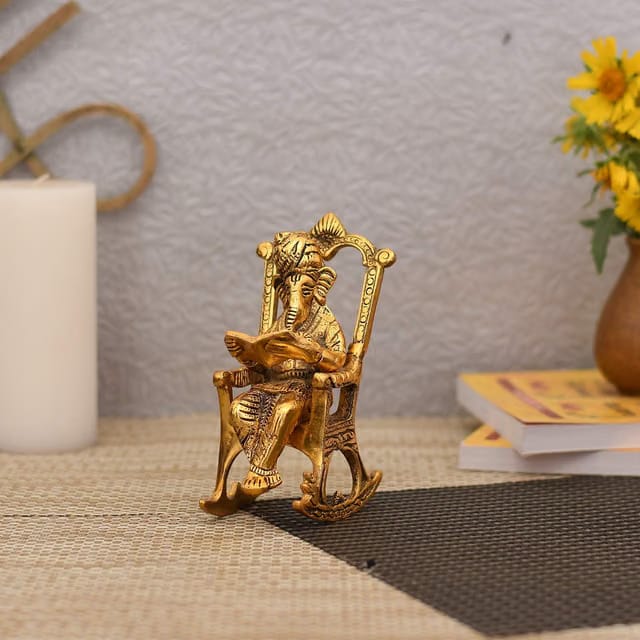 Collectible India Ganesh Idol Murti for Home Decor Lord Ganesha Reading Ramayana Statue God Ganesh Ganpati Sculpture