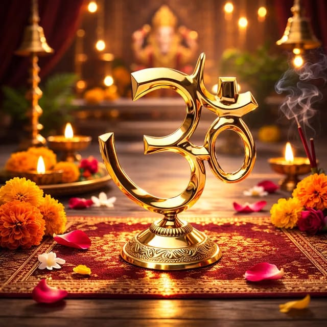 MOJO JOJO Premium Brass Om (ॐ) Symbol Showpiece