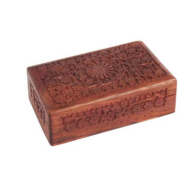 Wooden Kashmiri Carved Jewellery Box for Women, Elegant Brown Gift Box for Birthday Gift for Girlfriend