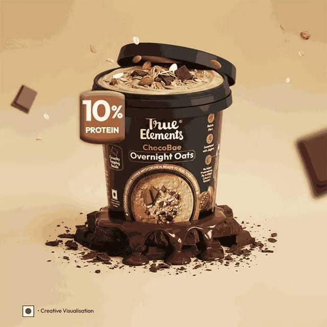 True Elements Overnight Oats ChocoBae High Protein Breakfast Oats, Chocolate Oats