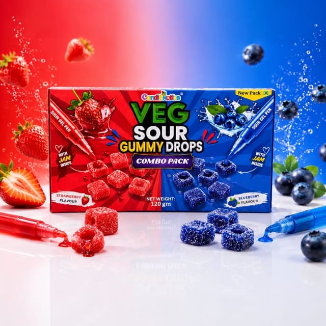 CandiExotics Strawberry & Blueberry Gummy Drops Sour Candy