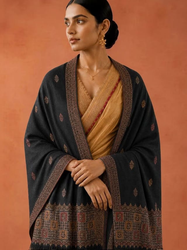 SAHASIKA Women Ethnic Motifs Winter Paisley Woven Design Pashmina Fringed Border Shawl
