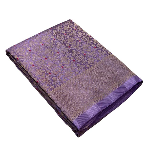 Broced Mysore Silk Women's Attrctive Silk Saree Elegant Handwoven Traditional Saree with Vibrant Patterns