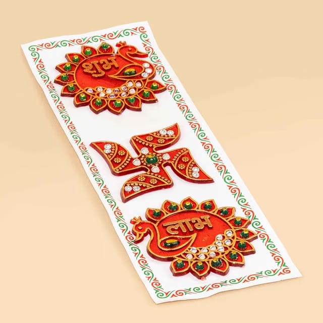 Peacock Shubh labh Swastik Sticker Diacraft