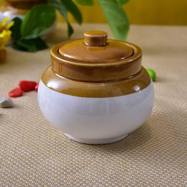 Dining Table Pickle Jar ceramic Jars Containers For Storage hand Painted Ceramic Barni (LOTA JAR 250ML PACK OF 1)