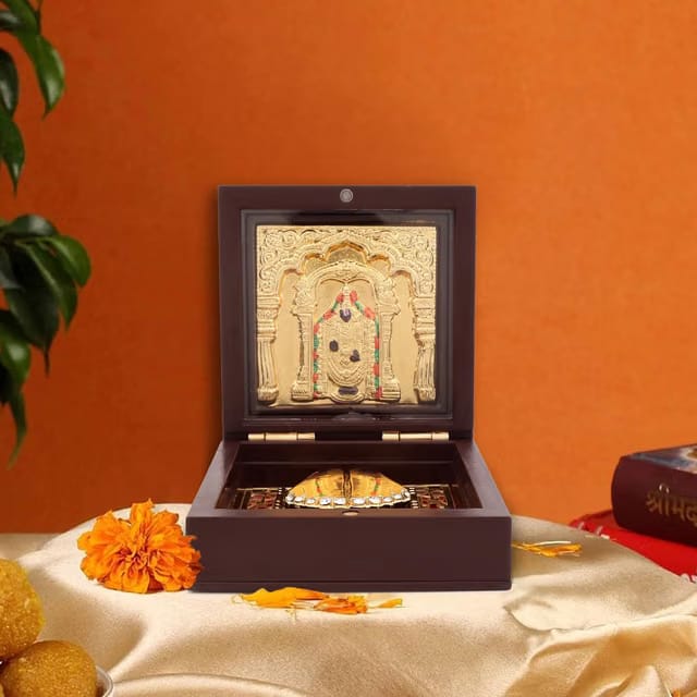 Gold Plated Venkateswara Swamy Idol, Tirupati Balaji with Charan Paduka for Diwali Home Decor Gifting Birthday Festivals