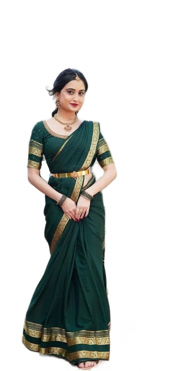 Mysore Crepe Silk Zari Weaving saree for womens With Matching Blouse Piece,Elegant Traditional Drape for Occasion