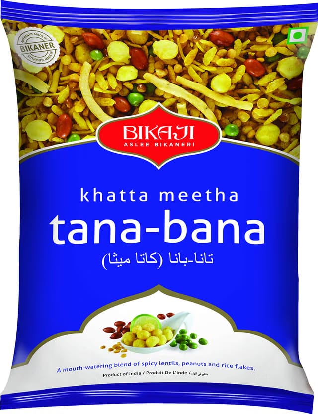 Bikaji Aslee Bikaneri - Khatta Meetha Tana-Bana Namkeen - Savories Mixture Snacks - Sour Indian Namkeen