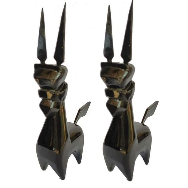 Handmade-Wooden -Sclupture-of -Bankura Horse(ONE Pair)- Traditional Horse Statue for Home Décor (Black)