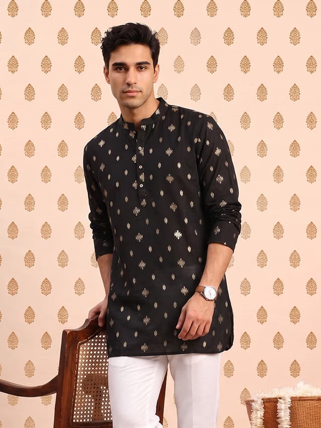 SOURAGYA Ethnic Motifs Printed Mandarin Collar Straight Kurta
