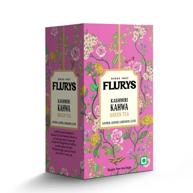 Flurys Kashmiri Kahwa – Premium Green Tea with Saffron, Almonds, Cardamom & Spices