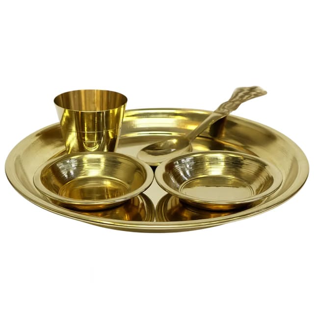 Home Genie Brass Bhog Thali Set for Pooja