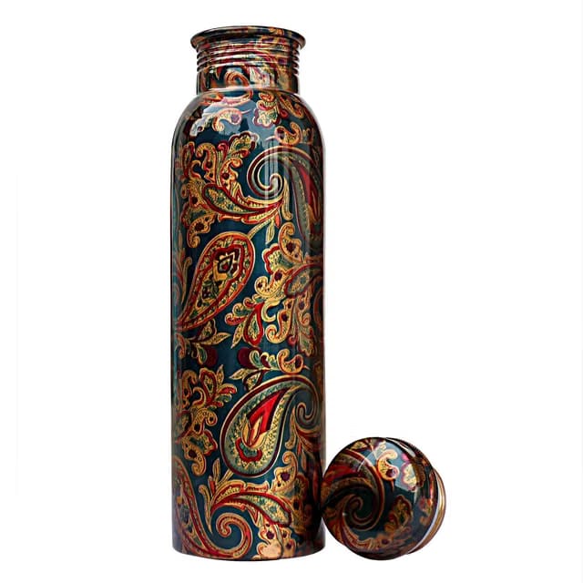 Copper Water Bottle, 1000ML, Set of 1, Green