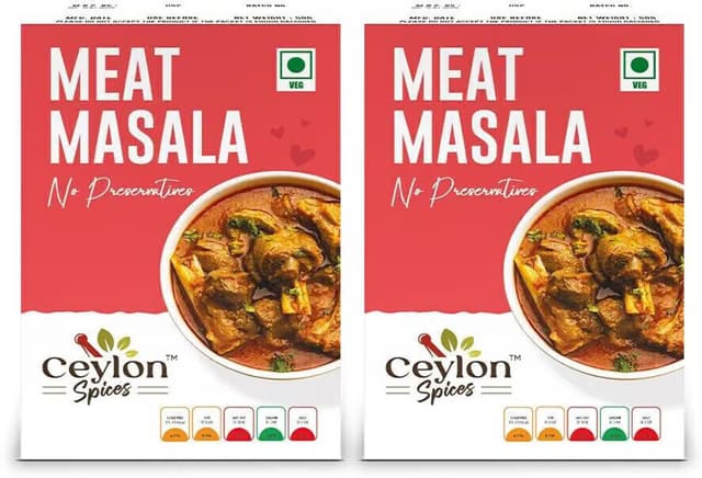 Ceylon Meat Masala 100g (2x50g) Authentic Indian Curry Spice|Natural, No Preservatives