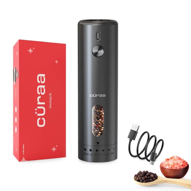 CÜRAA Electric Pepper Grinder with Adjustable Coarseness for Precision Seasoning