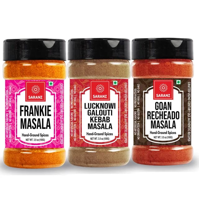 SARANZ GoanRecheado Masale , Lucknowi Galouti Kebab Masala & Frankie Masala ( Combo Pack Of 3 ) Instant Spices