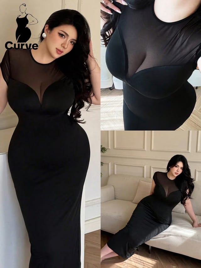 Women's Plus Size Sheer Bodycon Dress