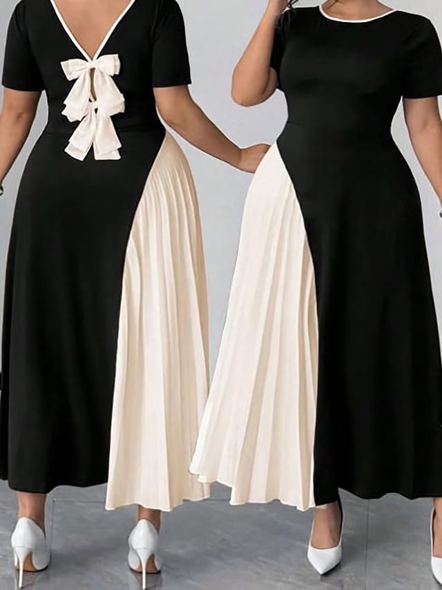 Women's Plus Size Bow A-Line Dress