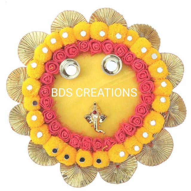 002 Designer Decorated Diya Bhaidooj, Engagement 24Cm Platter, Festive Diwali Pooja Floating Plate/Thali Pack of 1Pcs