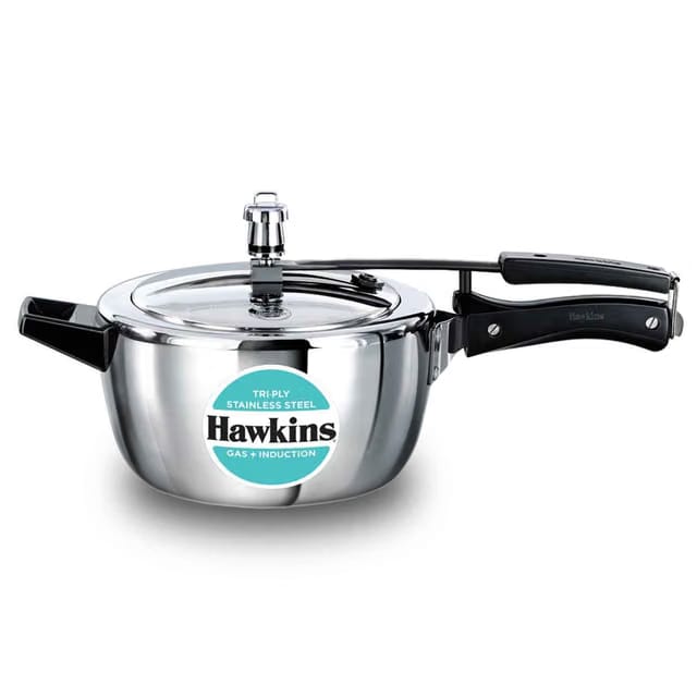 3.5 Litre Triply Stainless Steel Pressure Cooker, Inner Lid Cooker, Silver (Hsst35)