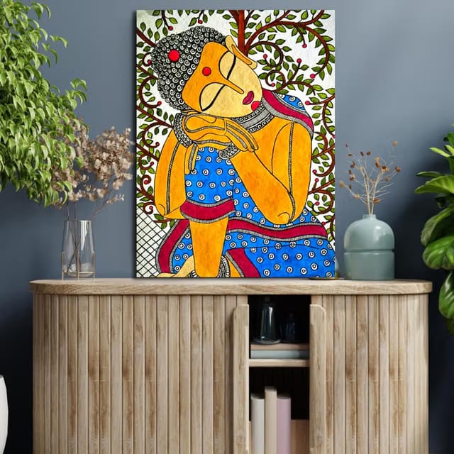 SIKKHASH Religious Art Canvas Painting - Wall Art for Home, Living Room, Bedroom - Madhubani, Kerala Mural