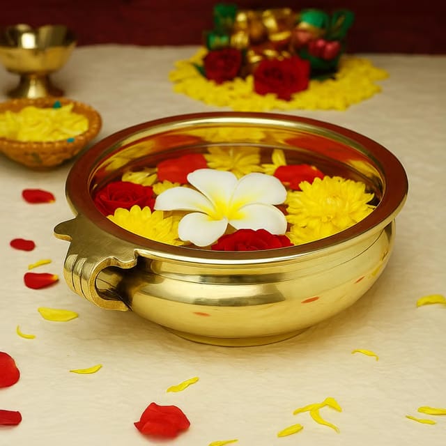 Ekhasa 100% Pure Brass Urli Bowl for Home Decor & Diwali Decoration (6 Inch)