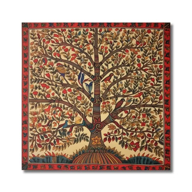 Kalamkari Art Canvas Paintings, Colorful Tree, Traditional Art Paintings, Wall Art, Home Décor Items