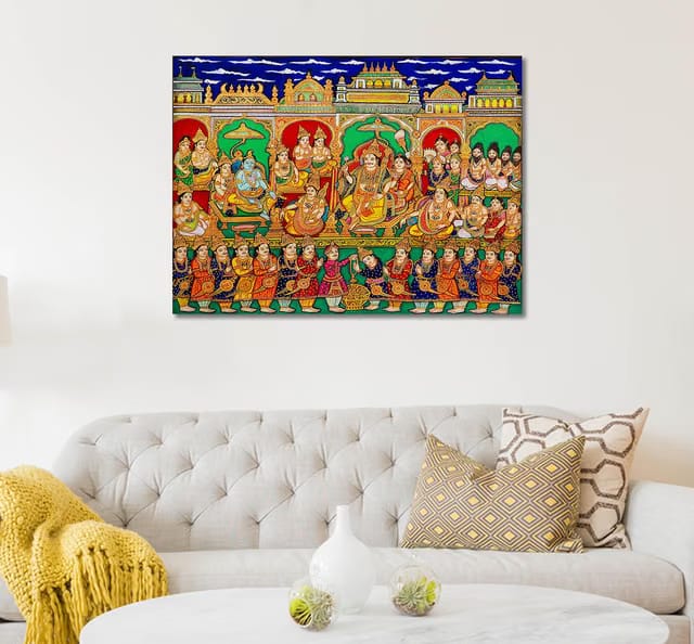 Kalamkari Art Canvas Painting|The King |Size-13X10 Inches.j43
