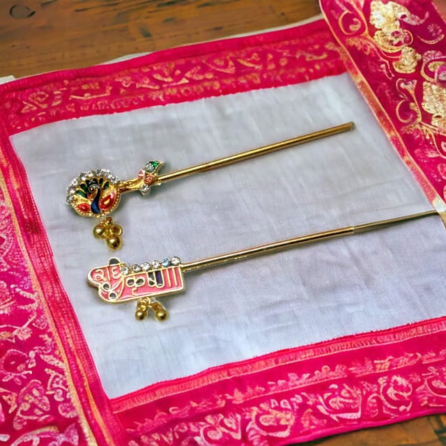 Metal Laddu Gopal Ji Bansuri for Krishna Idol