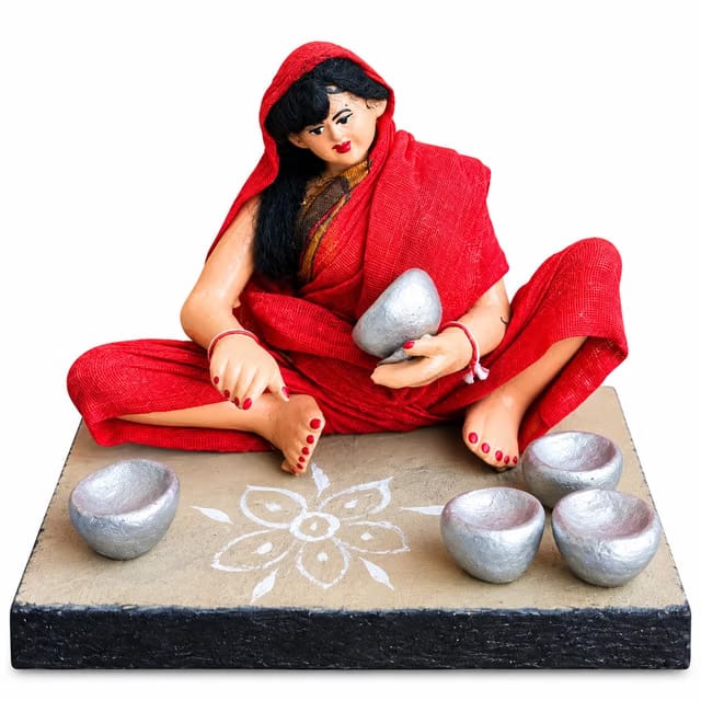 Deal-Art-Craft Krishnanagar Handmade Clay Golu Doll G Sitting Human Figure Miniature Idol