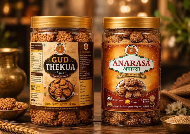 Basu Ji Gud Thekua and Anarsa Traditional Bihari Sweet Combo