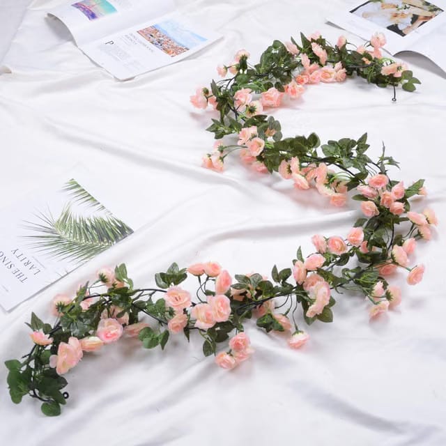 Inrali Artificial Flowers Fake Vine Silk Rose Garland for Wedding Garden Wall Valentine Decoration 69 Small Rose Flowers