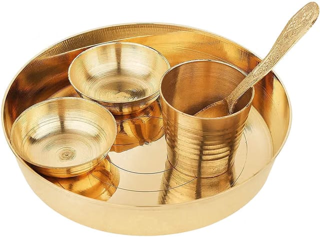 ROLIMOLI Pure Brass Special Puja Thali Pooja Set for Diwali Navratri Gifting Religious Spiritual Home Temple Janmashtmi