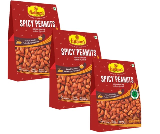 Haldiram's Nagpur Spicy Peanuts (Pack of 3 X 200 g)