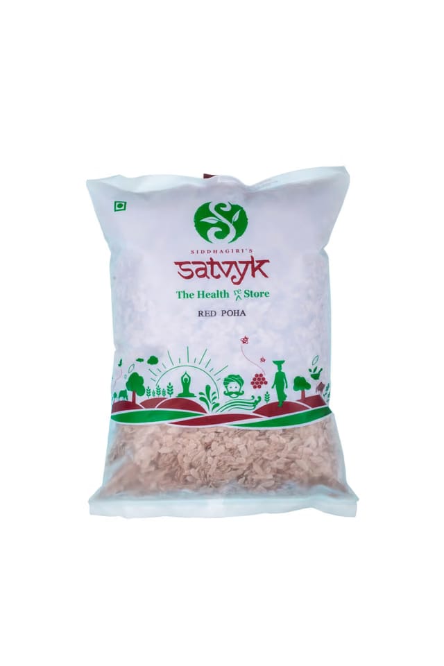 S Siddhagiri's SATVYK THE HEALTH re STORE Red Poha (Set of 3-1.5kg) - Unpolished Flattened Red Rice